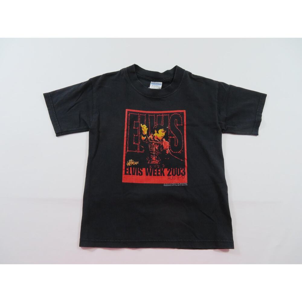 Elvis Presley Black Red T-shirt Youth Kids Sz S 5-8 2003